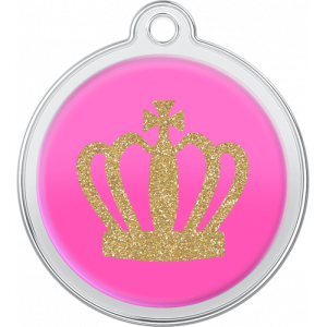 Médaille Chien Design Couronne de Roi Rose
