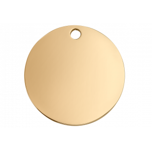Médaille Chien Ronde Or Médaille chien ronde dorée brillante et raffinée, acier inox miroir, gravée recto verso avec nom et coordonnées.