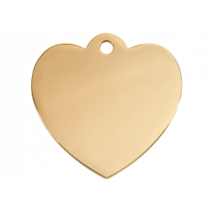 Gold heart dog tag with polished stainless steel finish, double-sided engraving for your dog?s ID and contact details.