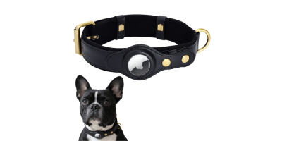 Collier pour Chien en Cuir avec Support Apple... Collier pour Chien en Cuir avec Support Apple...