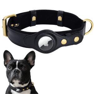 Leather Airtag Dog Collar with Secure Apple...