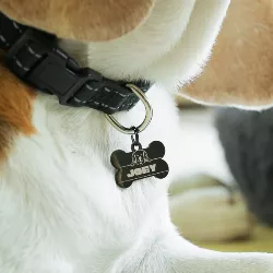 Bone Black Dog Tag
